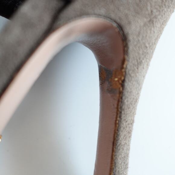Prada Grey Suede Peep Toe Platform Pumps - Picture 10 of 15
